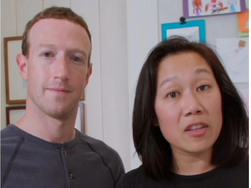 A screenshot of the press announcement of Mark Zuckerberg and Priscilla Chan.