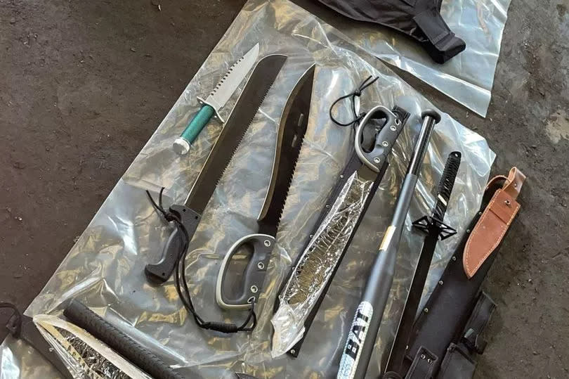Police shocked after discovering machetes, knives, sword, hatchets and baseball bat in car