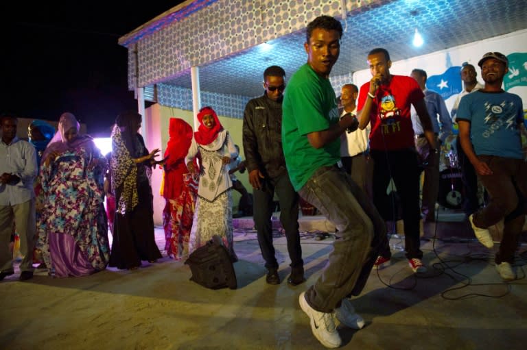 Somali band Waahaya Cusub perform at the International Solidarity Concert as part of the Mogadishu Music Festival, in 2013