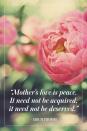 <p>"Mother's love is peace. It need not be acquired, it need not be deserved." </p><p>- Erich Fromm</p>