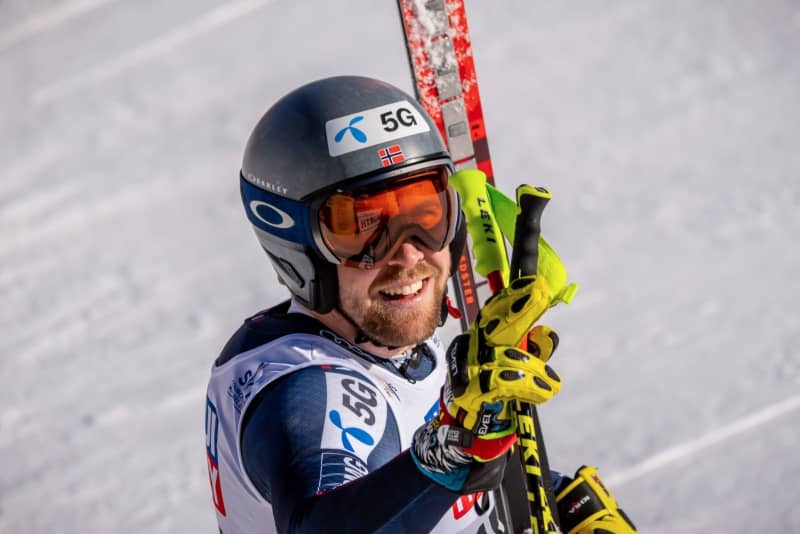 Norway'S Aleksander Aamodt Kilde cheers after the Men's downhill race of the Alpine Ski World Championship in Courchevel. Kilde suffered a gash on his calf and a dislocated shoulder but did not break a bone in his big Wengen crash, the Norwegian ski team said on Sunday. Michael Kappeler/dpa