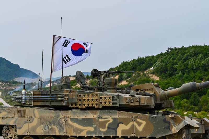 A South Korean tank is seen at a live-fire joint drill in Pocheon, South Korea on May 25, 2023. On Monday, the United States and South Korea kicked off their 11-day Freedom Shield joint military exercise amid mounting nuclear threats from North Korea. File Photo by Thomas Maresca/UPI