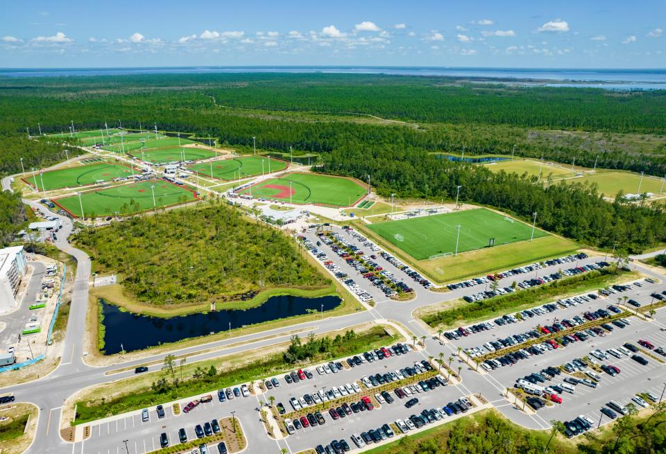 An aerial view of the Panama City Beach Sports Complex. The finance manager for the complex was recently charged with embezzling from the facility.