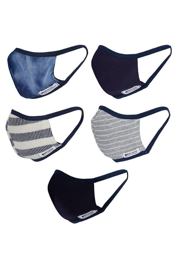 This brand sells several different five-packs of styles &mdash; tie-dye, for him, for her, stripes, etc. &mdash; in a reversible two-layer cotton blend fabric.<br /><a href="https://lamadeclothing.com/collections/masks/products/the-she-pack-5" target="_blank" rel="noopener noreferrer"><strong><br />Get the LA Made Fun Pack of 5 for $50</strong></a>