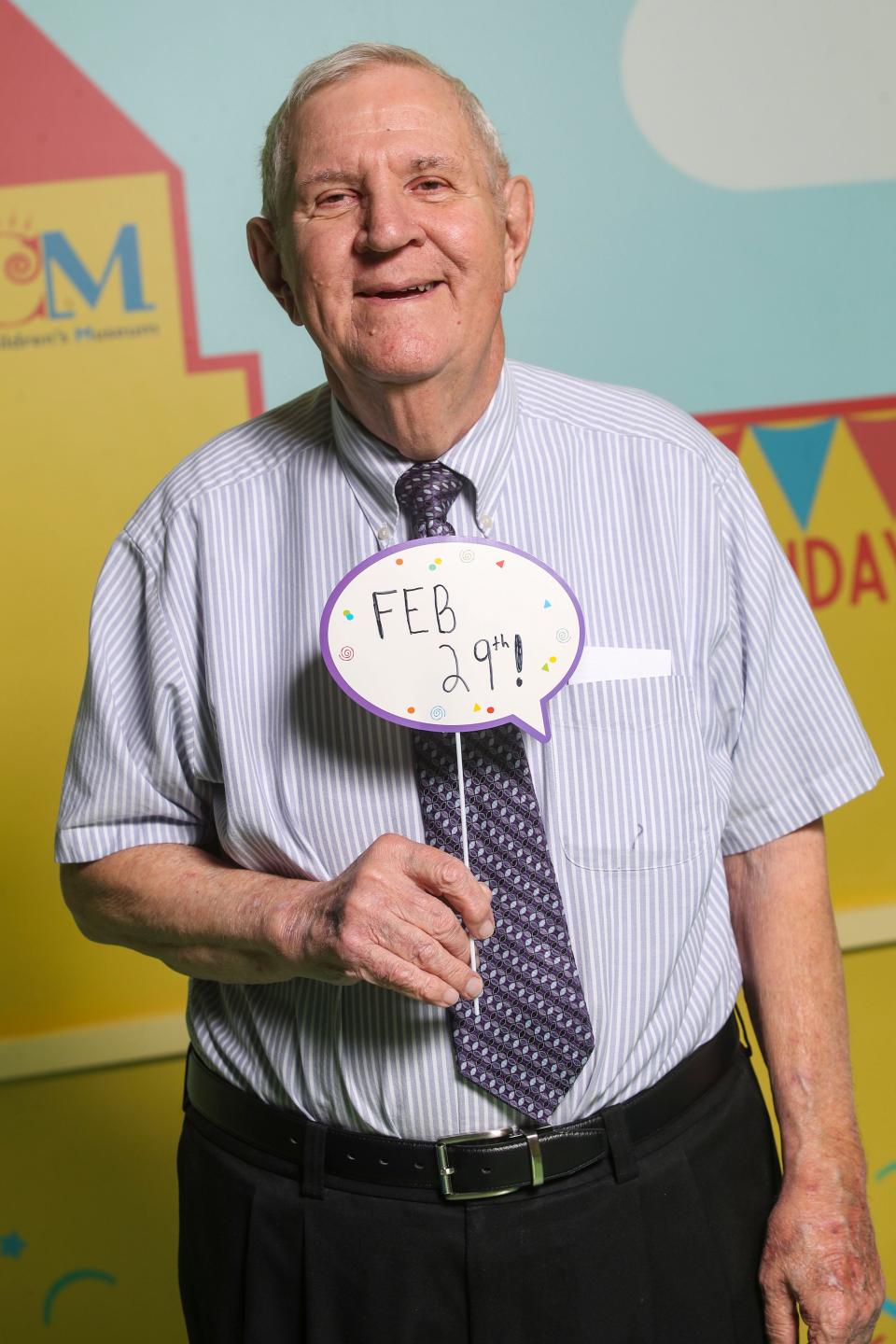 John Conly is celebrating his 20 leap day birthday this year. He's photographed at the Delaware Children's Museum.