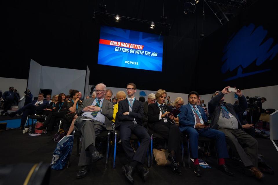 Delegates wait for Communities Secretary Michael Gove to give his keynote address (Peter Byrne/PA) (PA Wire)