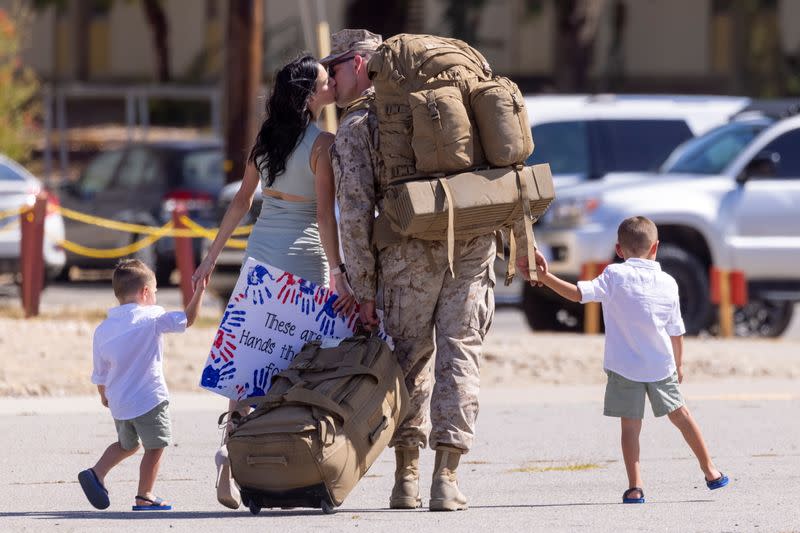 U.S. Marines who had been deployed to Afghanistan reached their home base on Sunday