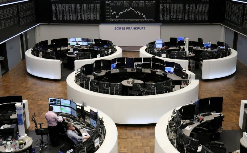 FILE PHOTO: The German share price index DAX graph is pictured at the stock exchange in Frankfurt