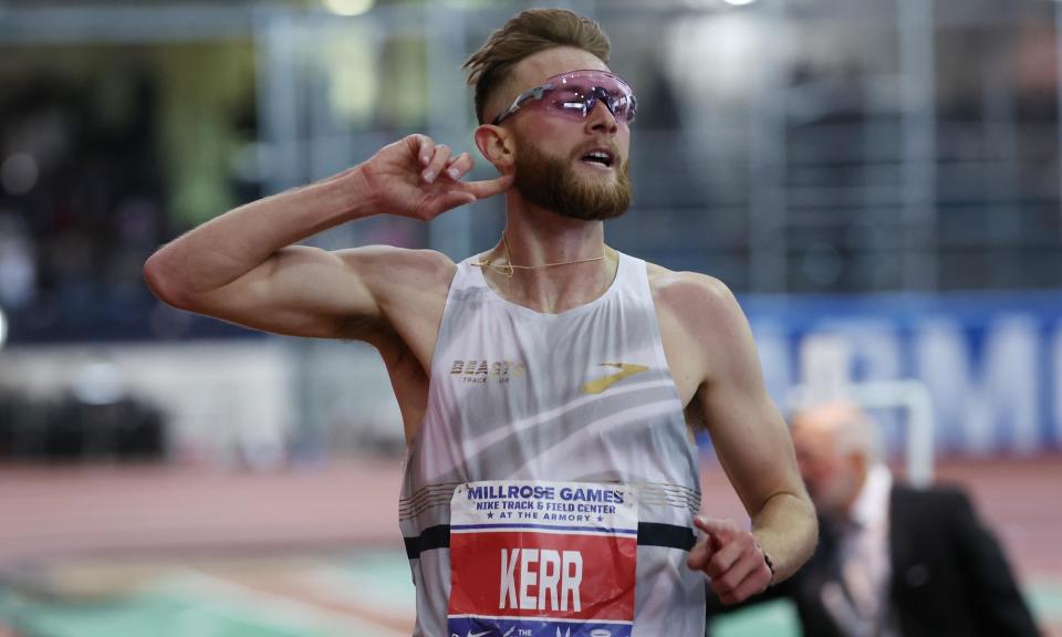 <span>Josh Kerr set the word two-mile indoor record this year in New York.</span><span>Photograph: Al Bello/Getty Images</span>