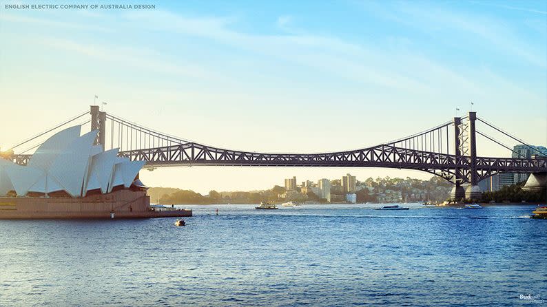 This is what the Sydney Harbour Bridge could've looked like. Source: Budget Direct