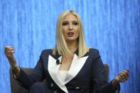 Ivanka Trump, the daughter and senior adviser to U.S. President Donald Trump, answers a question as she is interviewed at the Consumer Technology Association event during the CES tech show Tuesday, Jan. 7, 2020, in Las Vegas. (AP Photo/Ross D. Franklin)