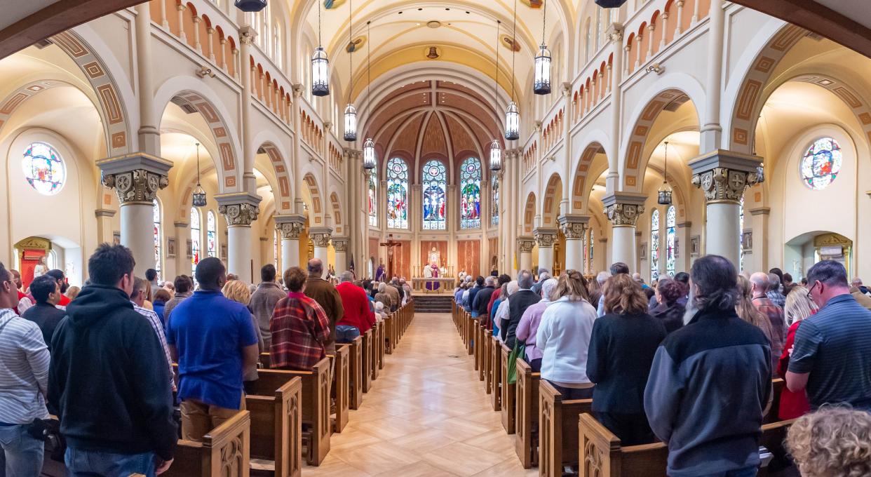 Bishop J. Douglas Deshotel celebrates Ash Wednesday mass at The Cathedral of Saint John the Evangelist  in Lafayette, LA. Wednesday, Feb. 26, 2020.