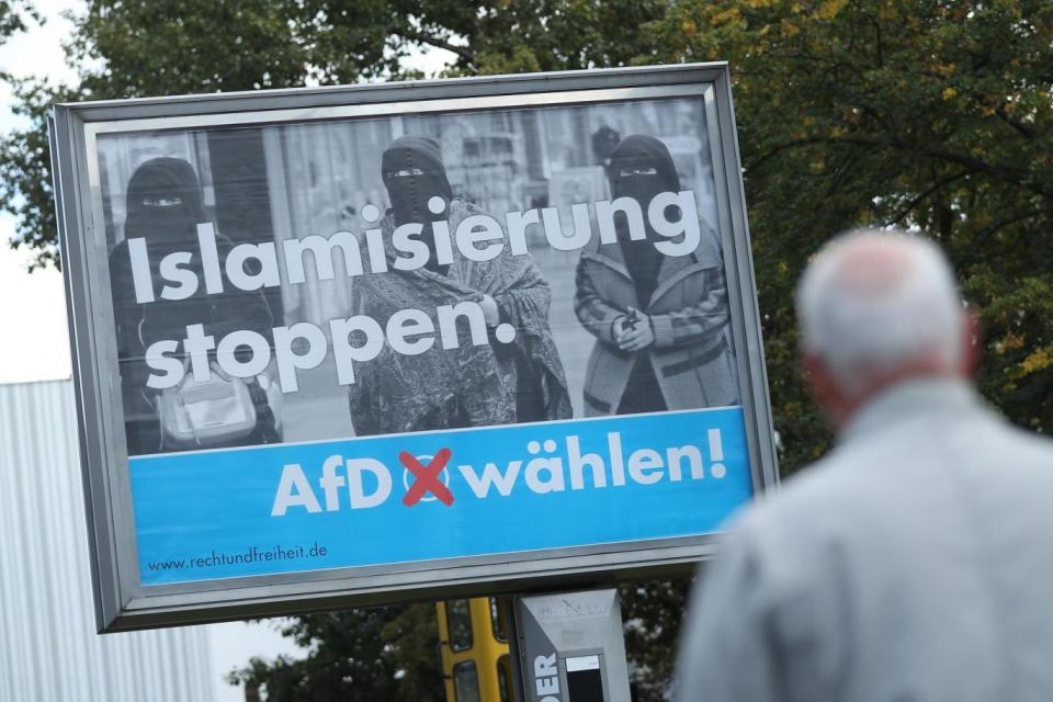 Campaign: An election campaign poster of the right-wing reads: