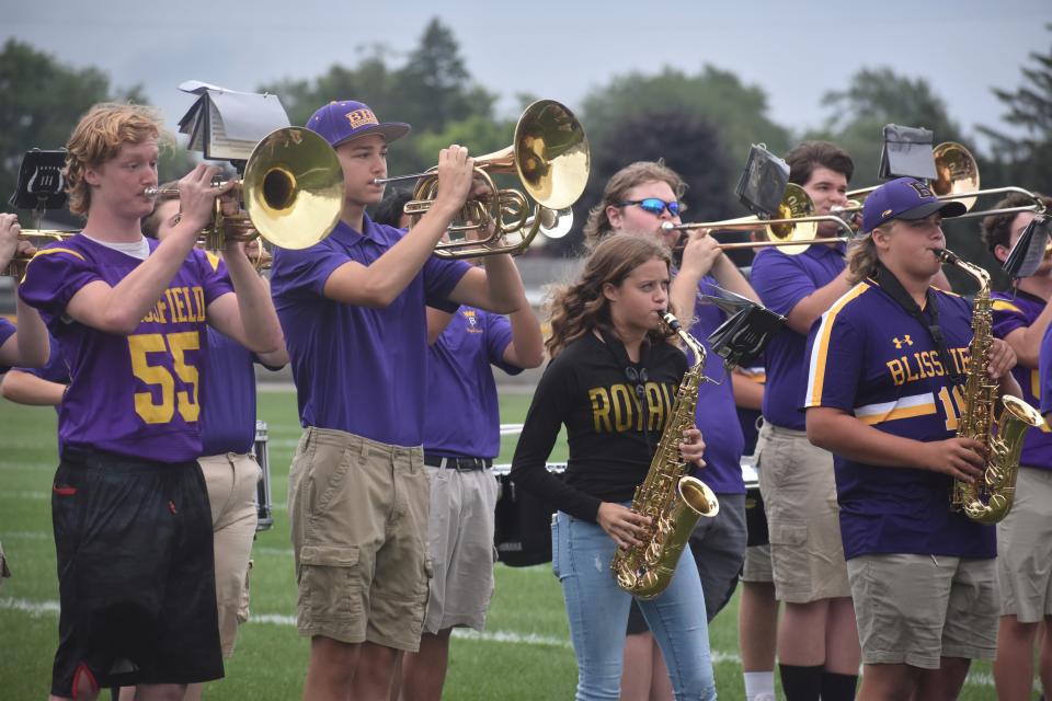 The Blissfield High School Marching Royals Band kicks off the school's annual Meet the Team Night Aug. 15, with select performances from its fall marching season, which features popular songs from space-themed movies.