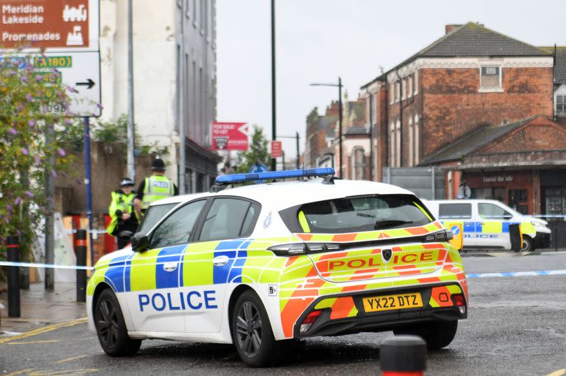 Police in Cleethorpes following the incident in July last year