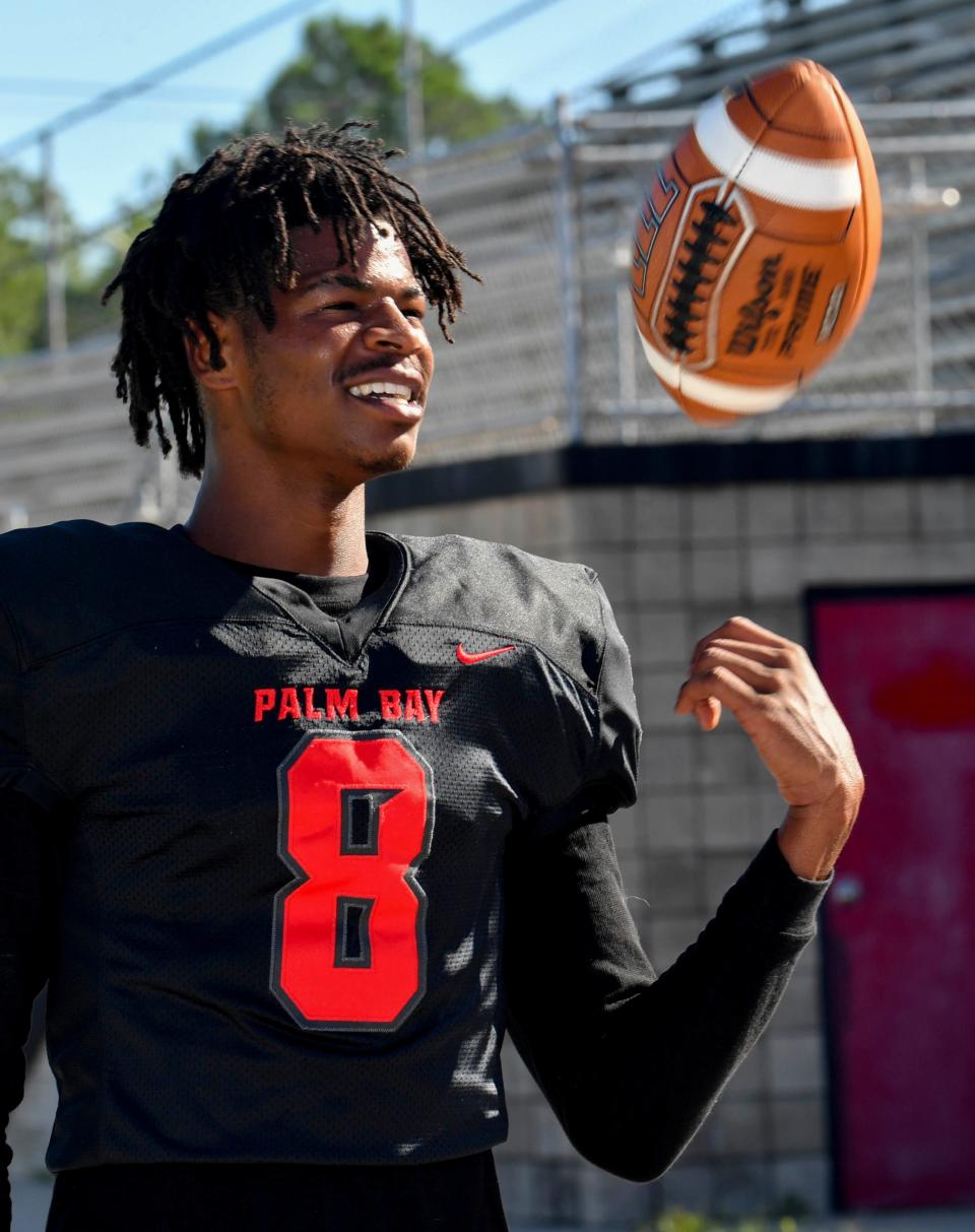 Palm Bay’s Daniel Harris is one of the players to watch in the upcoming football season.  Craig Bailey/FLORIDA TODAY via USA TODAY NETWORK