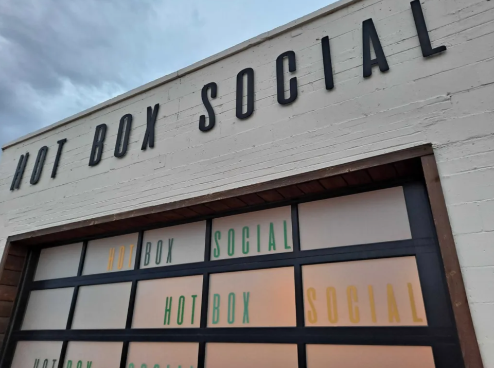 The exterior of Hot Box Social, Michigan's first cannabis consumption lounge, which opened in Hazel Park in March 2022.