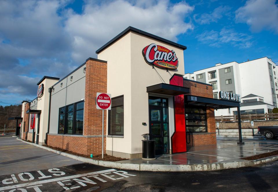 Raising Cane's Chicken Fingers at 141 Boston Post Road West in Marlborough, Massachusetts, on Jan. 27, 2023.