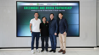 From left to right, Founder Le Hong Minh (VNG Corporation), CEO Nguyen Le Thanh (GreenNode), Senior Director Dennis Ang (NVIDIA) and CEO Lionel Yeo (STT GDC SEA)