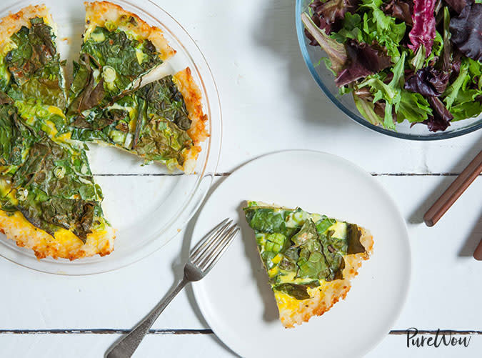 Kale Quiche with a Cheddar-Rice Crust