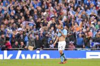 Manchester City's Pablo Zabaleta stands dejected after he is sent off for a second bookeable offence, following a challenge on Wigan Athletic's Callum McManaman