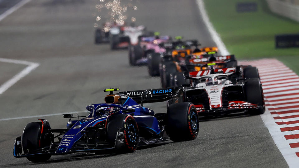 Logan Sargeant (in front) at the 2023 Bahrain Grand Prix.