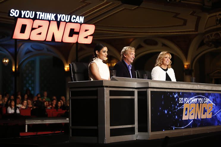 Judges Vanessa Hudgens, Nigel Lythgoe and Mary Murphy on Fox's So You Think You Can Dance. (Photo Credit: Adam Rose/FOX)