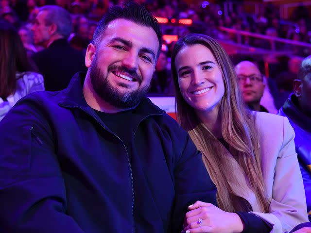 <p>Juan Ocampo/NBAE/Getty</p> Sabrina Ionescu and Hroniss Grasu during the NBA All-Star Game on February 18, 2024 at Gainbridge Fieldhouse in Indianapolis, Indiana.