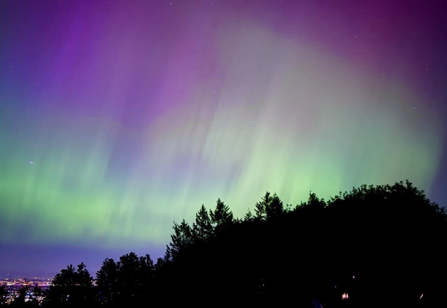 The Northern Lights from Council Crest in Portland, Oregon on May 11, 2024. (KOIN)