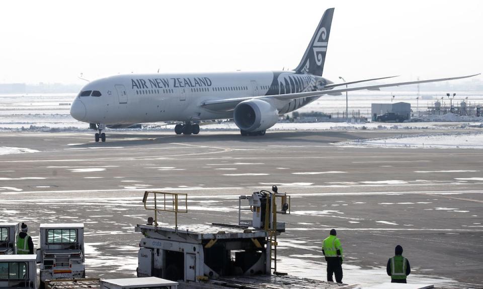 An Air New Zealand Boeing 787-9 Dreamliner plane taxis at Chicago's O'Hare International Airport in November 2018.