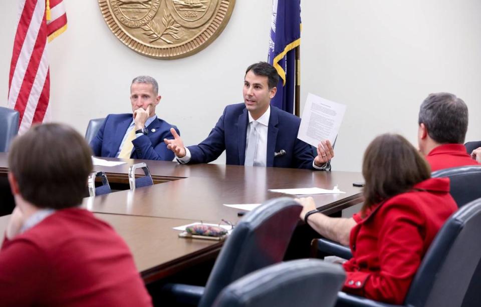 Rep. Seth Rose, D-Richland, speaks to educators during a meeting to discuss the Teacher Bill of Rights. 12/12/18