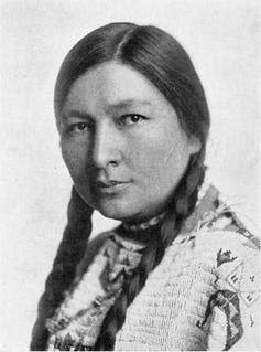 <span class="caption">Activist and writer Zitkála-Šá.</span> <span class="attribution"><a class="link " href="https://commons.wikimedia.org/wiki/File:Zitkala-Sa_American_Indian_Stories.jpg" rel="nofollow noopener" target="_blank" data-ylk="slk:Wikimedia Commons;elm:context_link;itc:0;sec:content-canvas">Wikimedia Commons</a></span>