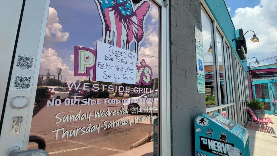 Pinky’s Westside Grill was closed Thursday for while film crews were inside.