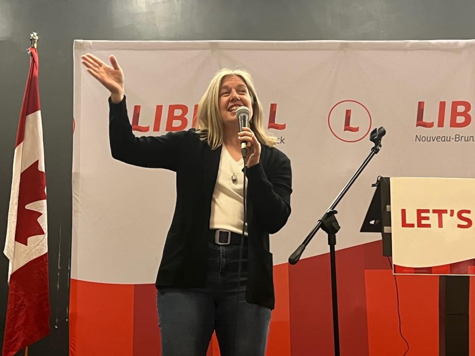New Brunswick Liberal Leader Susan Holt spoke to a crowd of about 200 at the Hampton-Fundy-St. Martins event.
