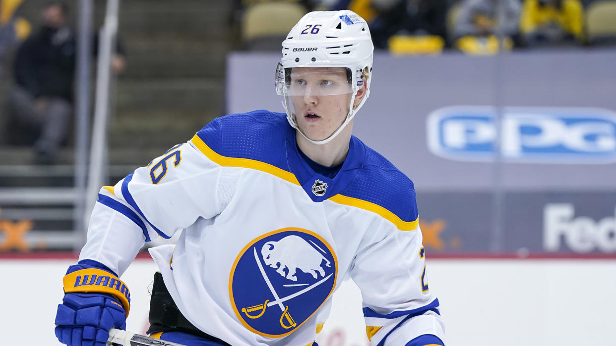 The Buffalo Sabres have locked up Rasmus Dahlin (26). (Photo by Jeanine Leech/Icon Sportswire via Getty Images)