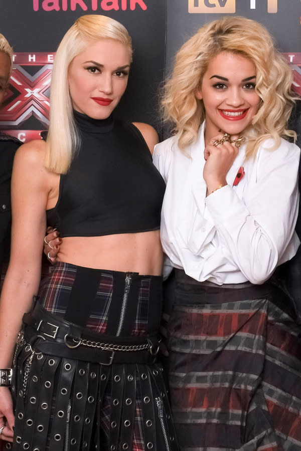 Tartan trend: Gwen Stefani and Rita Ora