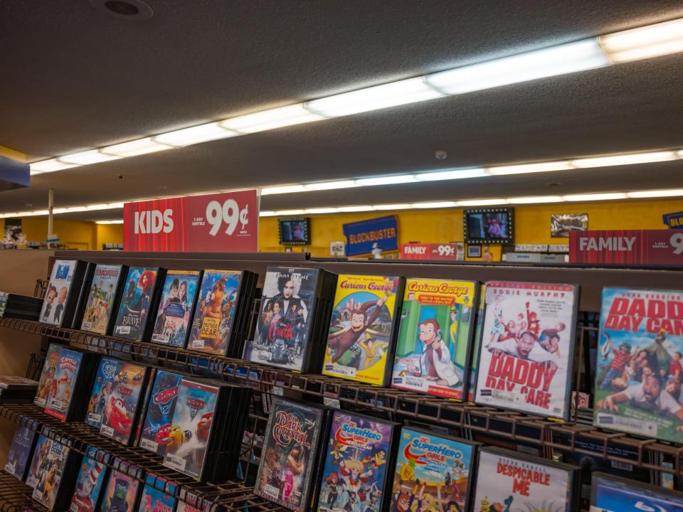 kids movies section at blockbuster