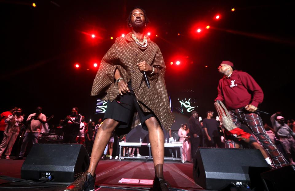 Juicy J of Three 6 Mafia performs on Beale Street Music Fest's opening night at Liberty Bowl Park on Friday, April 29, 2022.