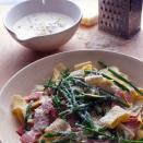 <p>This tasty pasta recipe is easy to make and if you leave out the ham it's a great vegetarian meal.</p><p><strong>Recipe: <a href="https://www.goodhousekeeping.com/uk/food/recipes/asparagus-and-cheese-pasta" rel="nofollow noopener" target="_blank" data-ylk="slk:Asparagus and cheese pasta;elm:context_link;itc:0;sec:content-canvas" class="link ">Asparagus and cheese pasta</a></strong><br> </p>