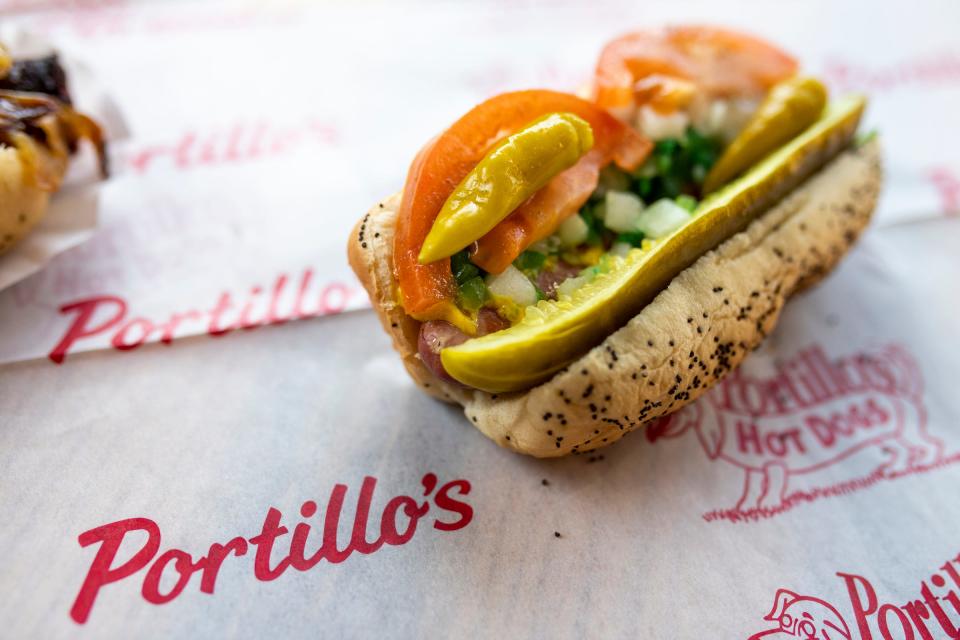 Portillo's is known for its Chicago-style hot dogs.