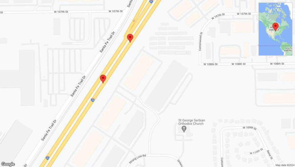 A detailed map that shows the affected road due to 'I-35 Richtung I-435/Exit 222' on January 8th at 3:38 p.m.