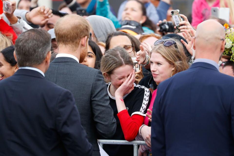 Someone in the crowd got very emotional after meeting Prince Harry.