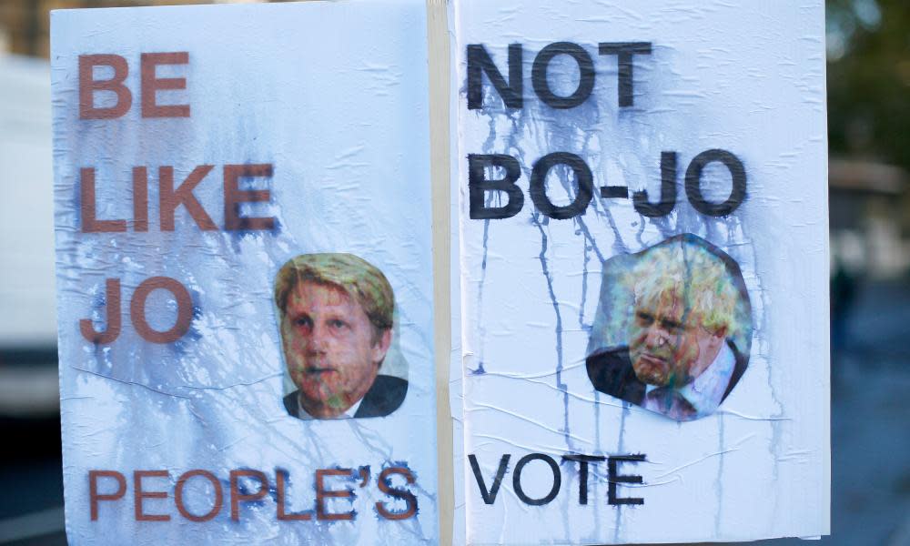 A rain-soaked placard in Westminster