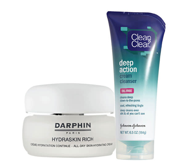 Darphin Hydraskin Rich Moisturizing Cream and Clean & Clear Deep Action Cream Cleanser