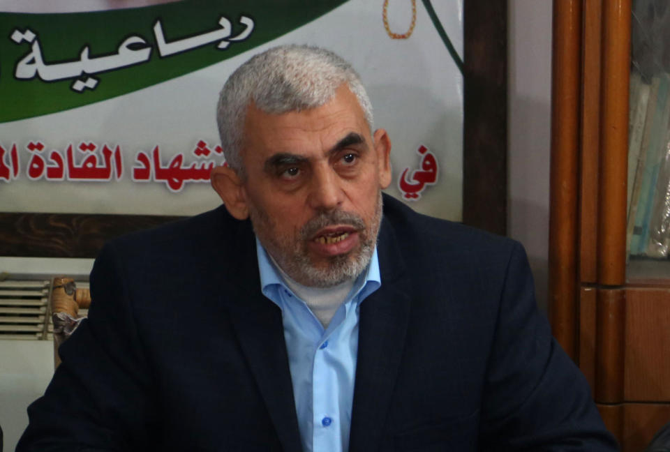 Hamas leader Yahya Sinwar, seen in a file photo from March 22, 2017. / Credit: Majdi Fathi/NurPhoto/Getty