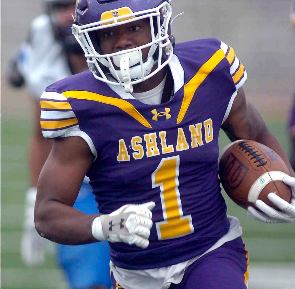 Ashland's Gei'Vonni Washington during football action between Thomas More and Ashland University at Jack Miller Stadium Saturday October 28,2023. Steve Stokes/for AshlandTimes-Gazette