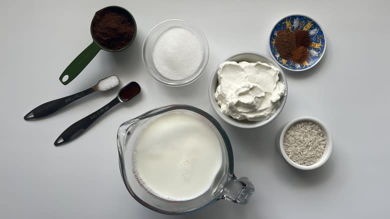 ingredients for mexican hot chocolate rice pudding