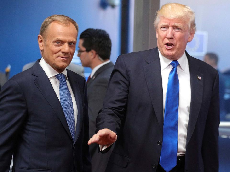 US president Donald Trump and European Council president Donald Tusk in 2017: AP