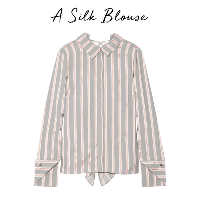 <a rel="nofollow noopener" href="http://rstyle.me/n/b3n4krjduw" target="_blank" data-ylk="slk:Draped Striped Silk-Twill Blouse, Monse, $1095An elegant blouse offers instant polish whether tucked into trousers, teamed with jeans or worn over a slim skirt.;elm:context_link;itc:0;sec:content-canvas" class="link ">Draped Striped Silk-Twill Blouse, Monse, $1095<p>An elegant blouse offers instant polish whether tucked into trousers, teamed with jeans or worn over a slim skirt.</p> </a>
