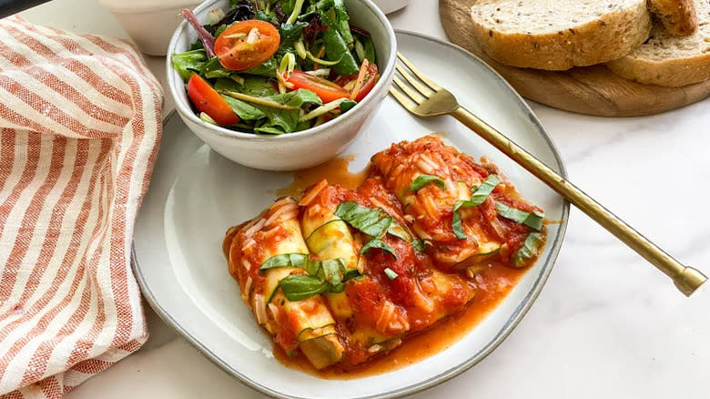 lasagna roll-ups on plate